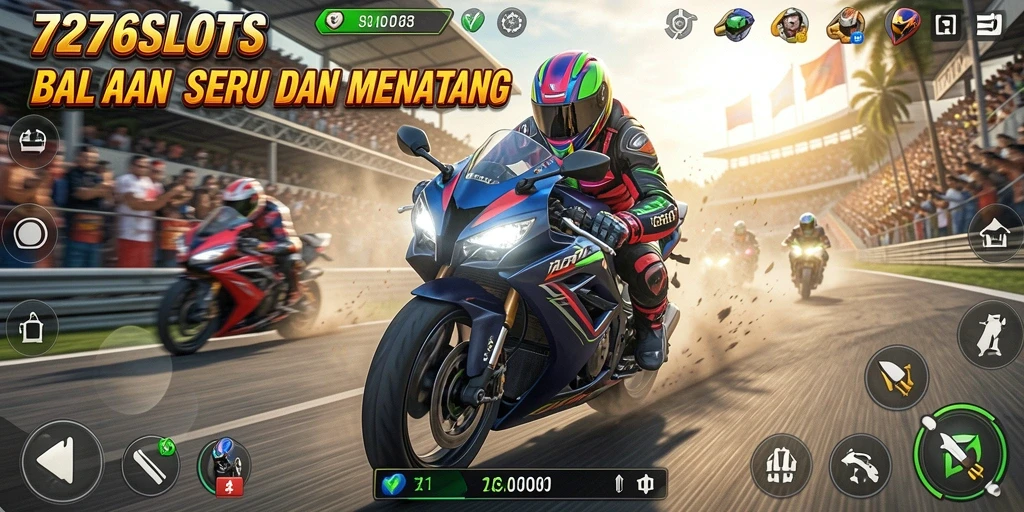 Tampilan gameplay seru dalam balapan motor di 7276SLOTS.