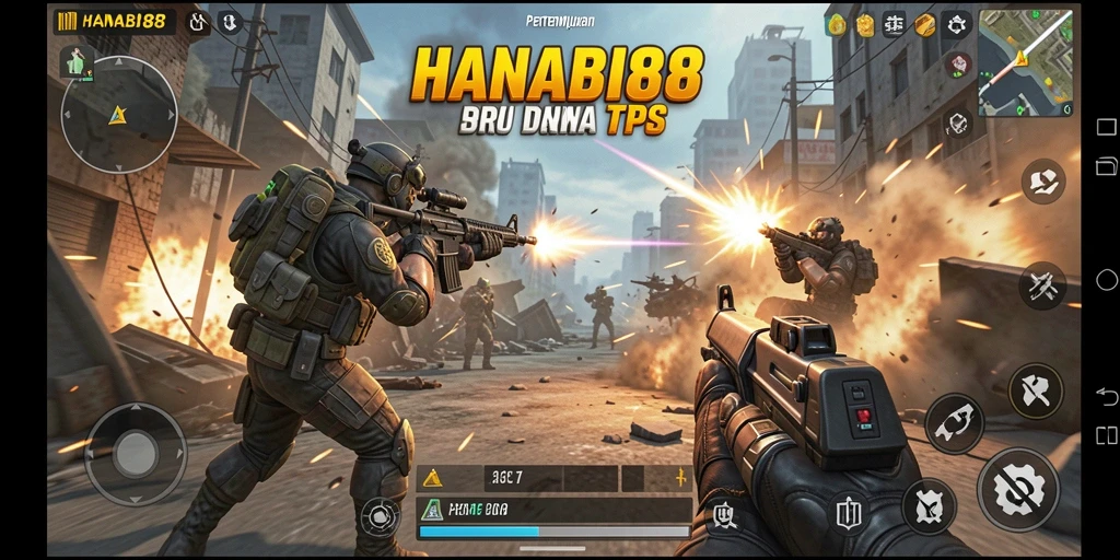 Tangkapan layar gameplay HANABI88 menampilkan aksi seru dalam format TPS.