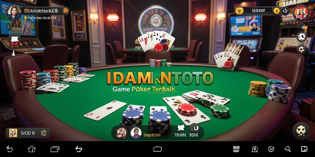 Screenshot permainan poker di aplikasi IDAMANTOTO yang seru dan menantang.