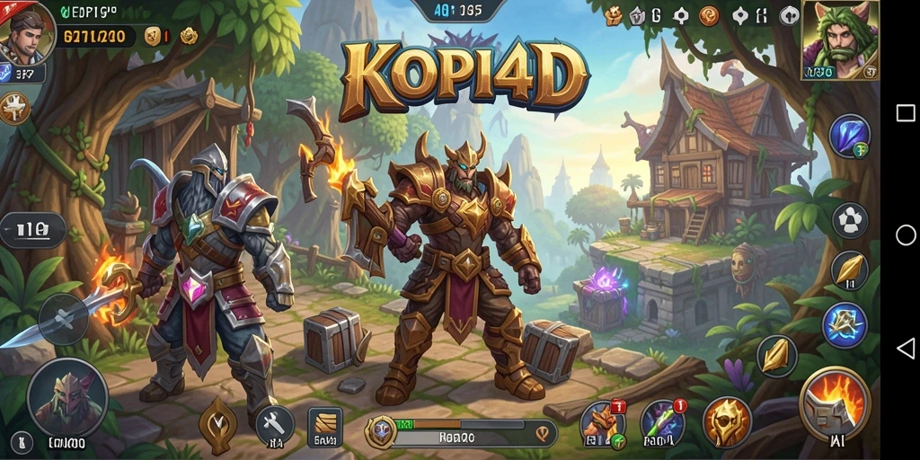 Tangkapan layar KOPI4D menampilkan aksi pertarungan RPG yang mendebarkan.