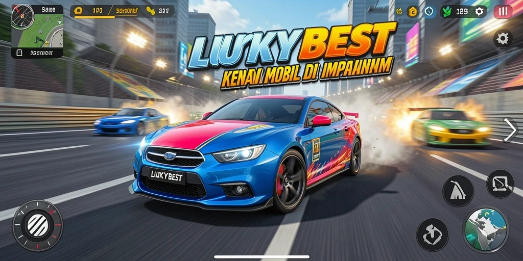 Tampilan gameplay balap yang penuh aksi di LUCKYBEST.
