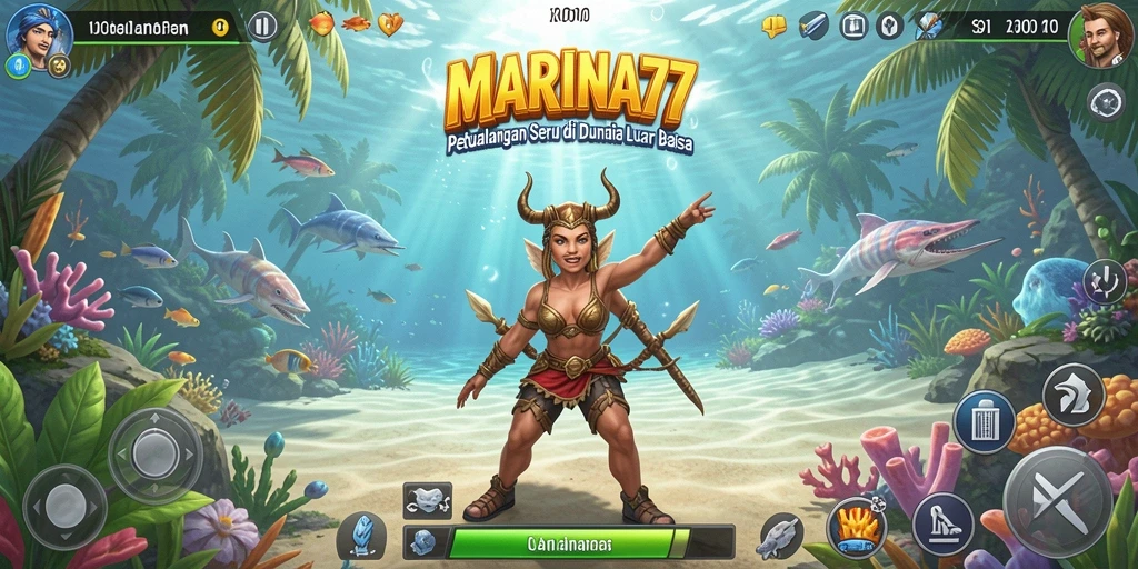 Screenshot gameplay MARINA77 menampilkan eksplorasi petualangan yang mendebarkan.