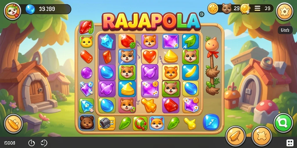 Screenshot gameplay RAJAPOLA yang menunjukkan keseruan permainan Match-3.
