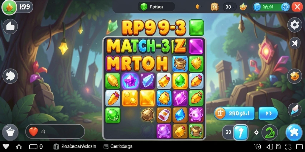 Tampilan gameplay seru RP99 dengan aksi Match-3 yang mengasyikkan.