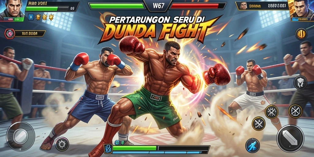 Tampilan gameplay W67 yang menegangkan dengan karakter beraksi.